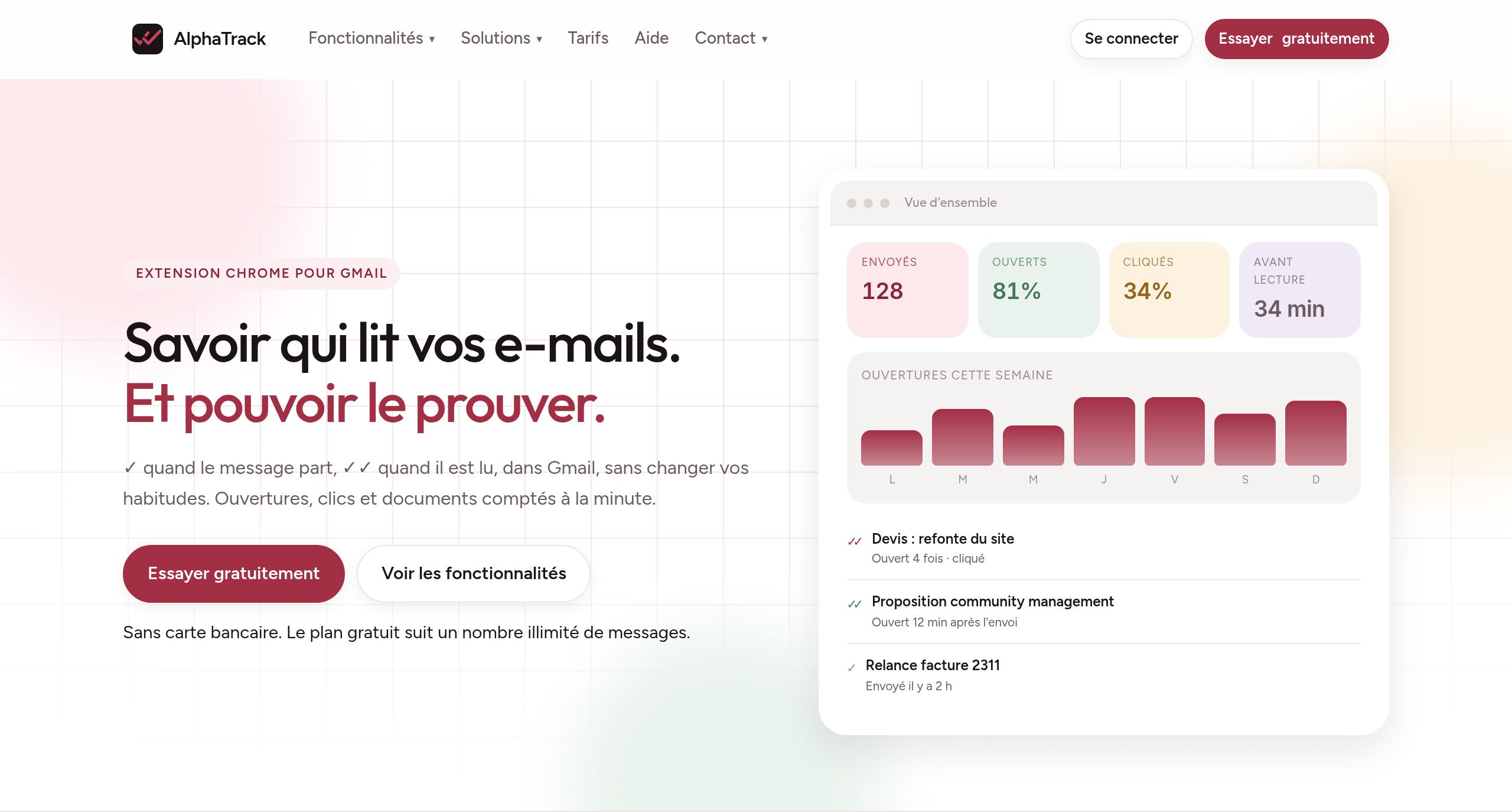L'accueil d'AlphaTrack